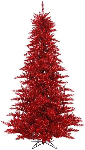 Викерман 5,5 'Тинсел Црвена ела вештачка новогодишна елка, Unlit - Faux црвена новогодишна елка - Сезонски затворен украс