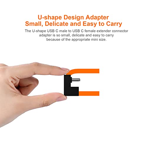 Zeilala 2pack U-форма USB Type-C до USB Type-C Extender Adender Adapter Connefter Transfer 4K Video, 10Gbps Transfer и полнење на податоци за