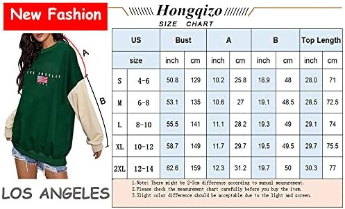 Hongqizo жени Лос Анџелес Калифорнија 1992 Преголема маичка со долги ракави капка рамо во боја