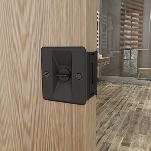Ubубест приватност џебна заклучување на вратата со влечење, инсталирајте брзо и лесно, хардвер на црна џебна врата