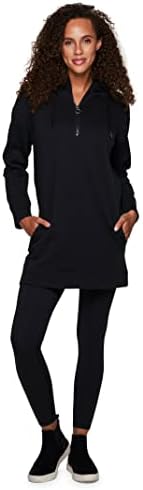 RBX активни жени 1/4 Zip Fleece Hoodie Tunic Sweatshirt фустан со џебови