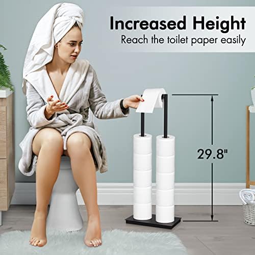 КЕС  Слободен Стои Black Toilet Paper Holder Stand Toilet Paper Storage for 11 Rolls Toilet Roll Holder Stand with Heavy Duty Base, SUS304 Stainless Steel Matte Black, BPH287-BK