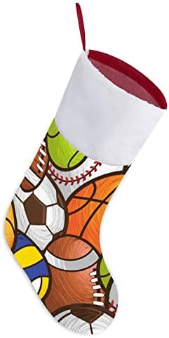 Кошарка Американски фудбалски фудбал одбојка бејзбол Божиќно порибување чорапи печати Божиќно дрво камин украси