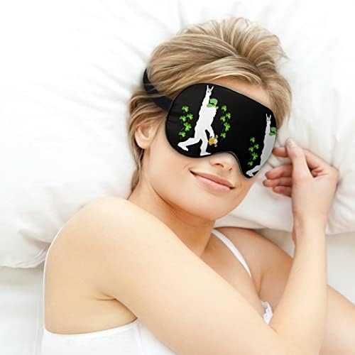 Bigfoot Beer Rock and Roll St. Patrick Day Day Mask Mask Soft Blindfold Portable Eye Mask со прилагодлива лента за мажи жени