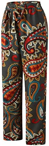 Grge beuu женски печати удобни лабави панталони џогери со појас плус големина случајна еластична половината права палацо панталони