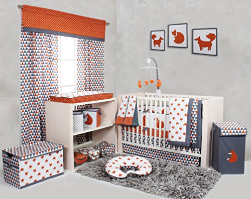 Бакати - разиграни лисици портокалова/сива креветче/здолниште за кревет во кревет во 4 отпечатоци