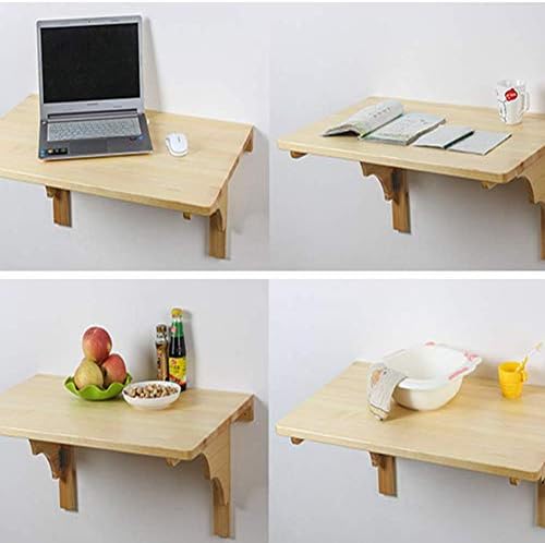 PIBM Стилски полица за едноставност Полнен wallид монтиран лебдечки решетка со цврсто дрво Табела за маса, трпезариска, 3 големини,