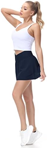 Теретани на женските женски крстовички здолништа со тениски здолништа со сечење на голф -голф со шорцеви од внатрешни џебови од мрежа