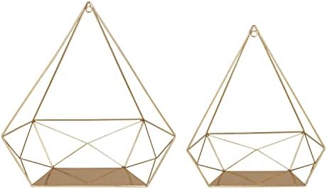 Декоративни геометриски геометриски геометриски геометриски геометриски метални wallидни полици, злато, сет од 2 парчиња