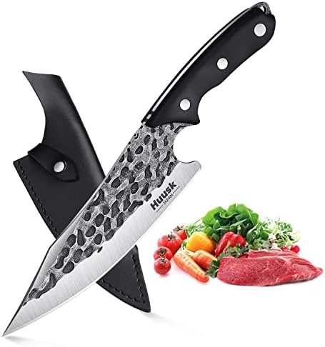 Хуск Колекционерски Ножеви Готвач нож &засилувач; Скара Нож Со Кожа Обвивка И Подарок Кутија