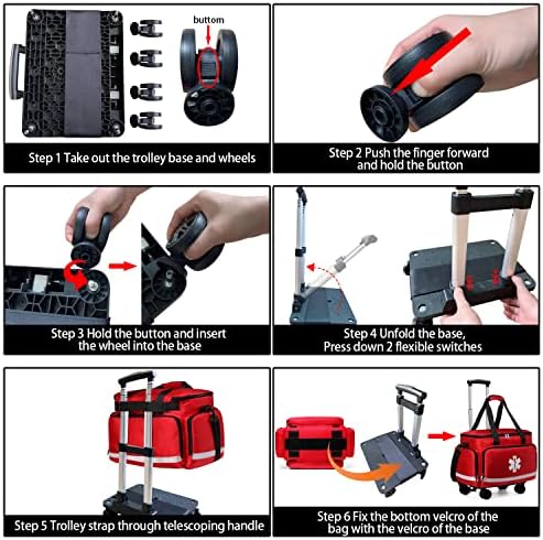 Медицинска Торба Тркалање Ролери Торба Количка Дуфел Медицински Сестри Емт Цна РН Празна За Прва Помош Одговор Домашна Здравствена