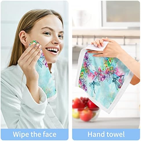 Кигаи 2 пакувања со цвеќиња со цвет, ламби за миење садови - меки крпи за лице, крпи за теретани, хотел и бањата, крпи за чисто памучно прсти што може да се употреби