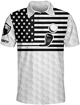 Теман ги персонализираше патриотските кошули за голф за мажи, кошули за голф на американско знаме за мажи, смешен голф кошула кратки ракави поло