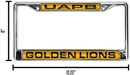 NCAA Arkansas Pine Bluff Golden Golden Lones Laser Cut Inlauded стандардна рамка за регистарска табличка со хроми