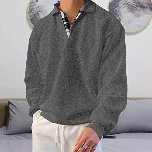 Машки долги ракави Поло кошули редовни вклопуваат карирани памучни памучни маици за голф 2022 есен зимски обичен џемпер на врвот