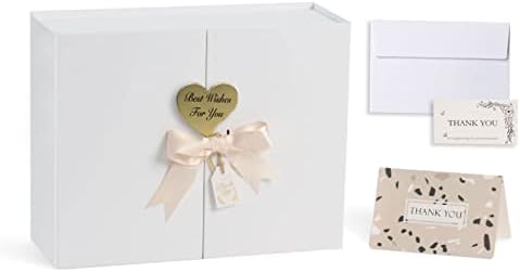 Кутии за подароци CharmGiftbox со капаци, 11x8x4 инчи средна бела кутија за подароци со лента за картички за фенси подароци за