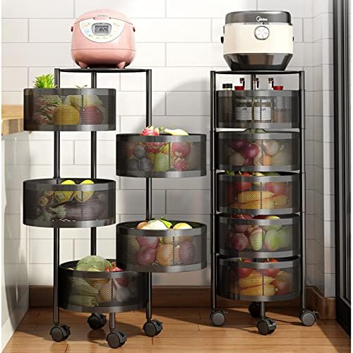 2 парчиња тркалезна корпа за складирање со тркала 5-нивоа решетки за складирање на зеленчук овошни садови закуски корпа за