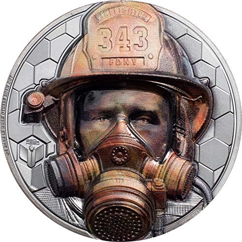 2021 Година ДЕ Реал Херои Пауеркоин Пожарникар 3 Мл Сребрена Монета 20$ Кукови Острови 2021 Доказ