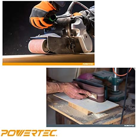 POWERTEC 110890 3 x 18 инчи за пескарење | 400 ремен за пескарење на алуминиум оксид | Премиум шкурка за преносен појас Sander -