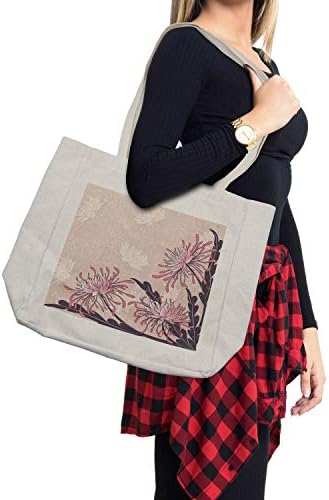 Торба за шопинг на Амбесон Арт Нову, ливчиња од хризантем романтични старомодни пастелни ботани ливчиња, еколошка торба за еднократно користење за намирници плажа
