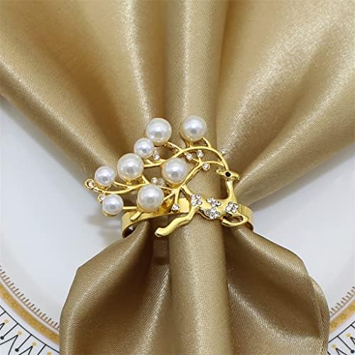 ГАНФАНЕР 12 парчиња салфетка прстен метална салфетка тока погодна за декорација на трпеза за забави за венчавки