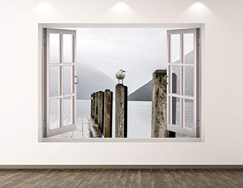 Западен планински галеб wallид Декл декор 3Д прозорец за риболов на налепници за пилки за мурали за деца, обичај подарок BL156