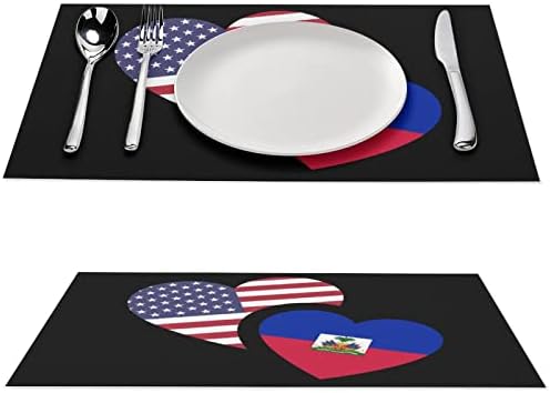 Хаити американско знаме ПВЦ Матици за маса што може да се перат за подлога за табели за табели за трпезариска маса за трпезариска маса