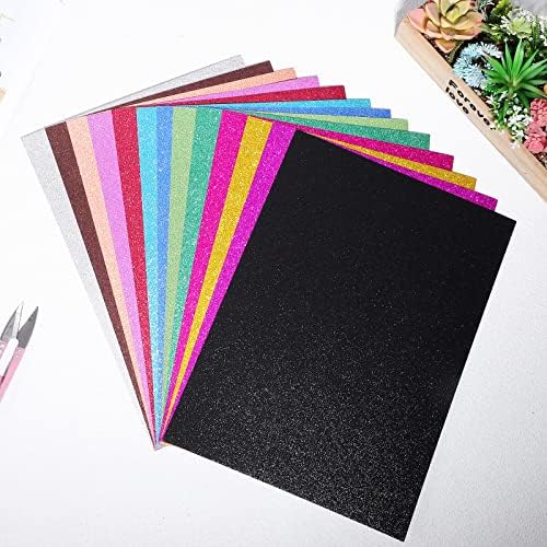 Putrecter Glitter Cardstock Paper, 26 листови Sparkle обоени картони, A4 Двоен страничен сјај картонски хартија за правење картички за DIY и уметнички проекти, ScrapBooking