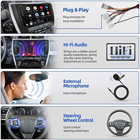 Андроид 11 Автомобил Радио За Тојота Камри 2015 2017, [2+32GB] 10.1 инчен Екран На Допир Стерео, Apple Carplay&засилувач;Android Auto/1080p/Hi-Fi