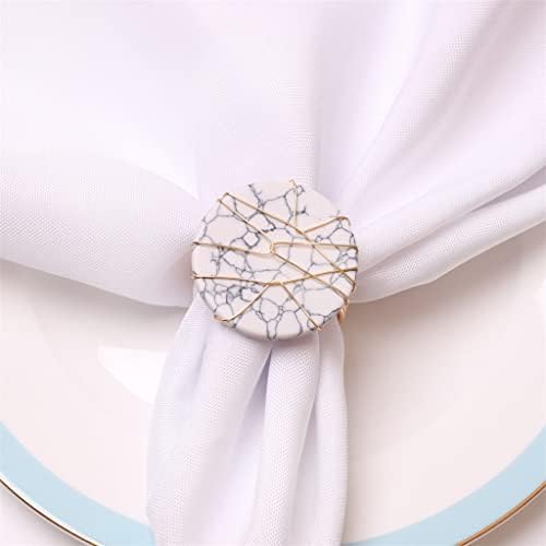 KLHHG 6pcs бакарна жица рачно плетена салфетка прстен свадба декорација на салфетка, рачно изработена тиркизна прстен за салфетка
