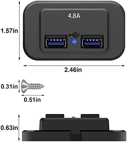 Leepiya Dual USB Charger Socket Socket Epalter со капа, двојно пристаниште 12V-24V Брз полнач