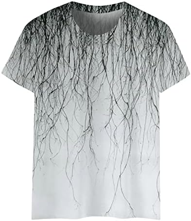 Женски печати гроздобер обични маици со тркалезен врат Краток ракав летни основни туники, врвови на блуза од туника