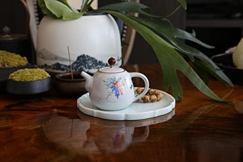Порцелански чајник ， 8 унца чај тенџере ， шарени модели на рачно нацртани.