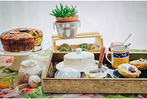 Декоративна фиока за маси за кафе, 15,7 x 9,8 правоаголник појадок послужавник со рачки, уникатни печатени стаклени садови за бања, отоманска