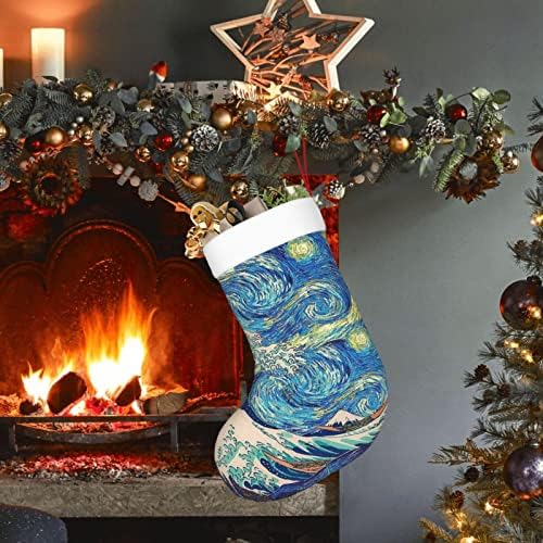 Божиќни чорапи за божиќни чорапи Канагава aryвездени ноќни двострани камин што виси чорапи