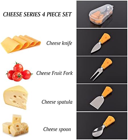 Сет за ножеви со сирење, 4 парчиња нож за сирење од не'рѓосувачки челик прибор за сирење, комплети за слатки сирење за сирење за секач