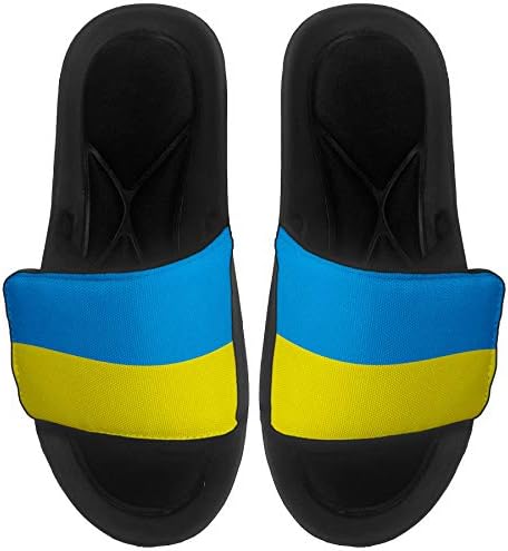 ExpressItbest Pushioned Slide -On сандали/слајдови за мажи, жени и млади - Знаме на Украина - знаме на Украина