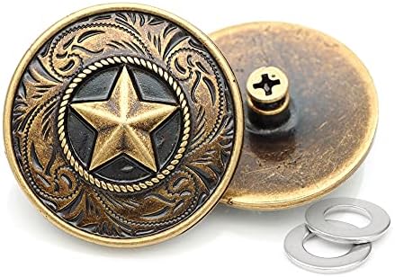 CraftMemore Star Navajo Vintage Coin Concho завртка назад каубојска битка Шеилд кожа за украсување 1-1/4 инчи 2 парчиња CHS47