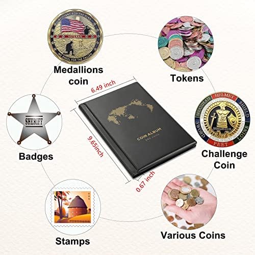 Монета Албум За Колекционери,340 Џебови Монета Колекција Книга Имателот Дисплеј Складирање Случај,Собирање На Ракави Организатор Материјали За
