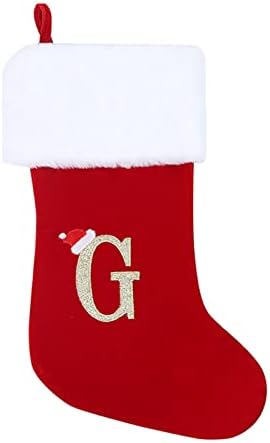 Монограм Божиќни чорапи Класична персонализирана декорација на порибување за семејни празнични сезони Карактер Азбука Божиќни чорапи