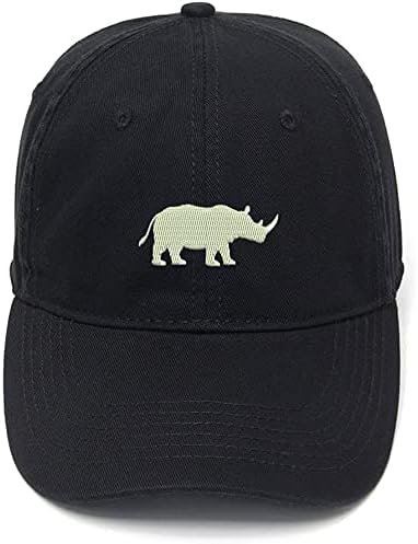 Машка машка бејзбол капа од носорози со носорози на животни, памук, украсени обични бејзбол капачиња