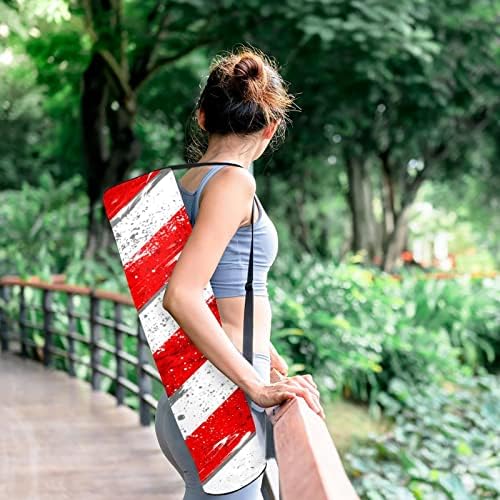 Јога торба со мат со прилагодлива лента за рамо со целосна зип мат торба за жени американско знаме со груба гранџ потресена текстура