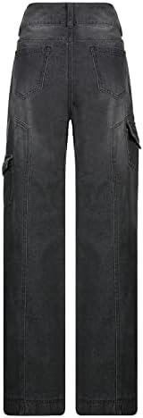 Keusенски женски панталони со високи половини со низок пораст панталони жени работи панталони со џебови улична облека за џемпери