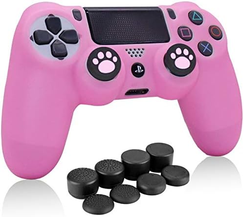 HLRAO Pink PS4 Контролер Кожата Силиконски Зафат Заштитен Случај ЗА PS4/Тенок/Про 4 Контролер + 8 FPS ПРО Палецот Костец+2 Симпатична