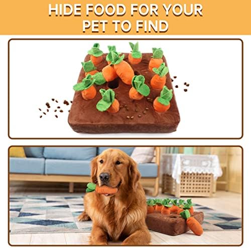 Интерактивна играчка за кучиња Hoteelee, пискави моркови збогатување кучиња загатки играчки скриени и бараат кучиња од морков, џвака