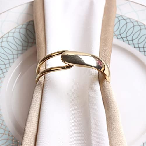 TJLSS 6 парчиња златна салфетка тока западен ресторан со салфетка прстен хотел крпа прстен свадба декорација