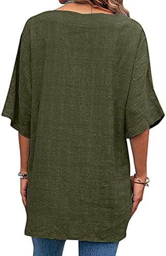 Xiloccer женски маички преголеми кошули женски цврсти бои v вратот кошули со кратки ракави памучни постелнина лето лето