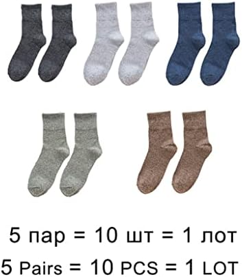 N/A 5 пара машко дебели памучни чорапи зимски топли чорапи волна хоме цврста боја мажи чорапи плетени чорапи)