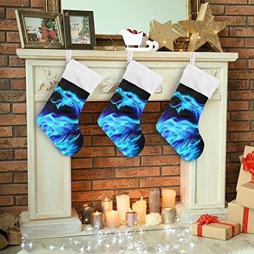 Xigua 1 пакет Божиќно порибување, сино змеј оган Божиќни чорапи Декорација на камин виси украс 17,7 инчи