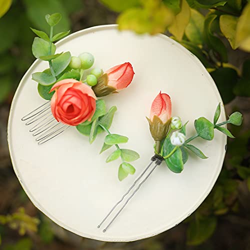 ZXC yemruode сребрена свадба роза цвет чешел и фиба со две парчиња костум невестинска цветна розова коса глава за невести и деверуши